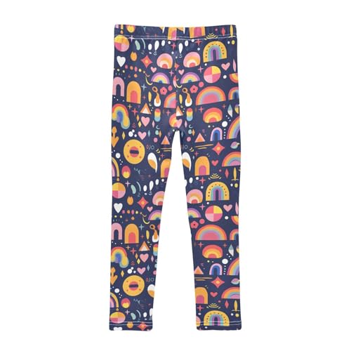 Rainbow Boho Style Kids Girl's Cotton Leggings Fashion Full Length Dance Pants Gym2