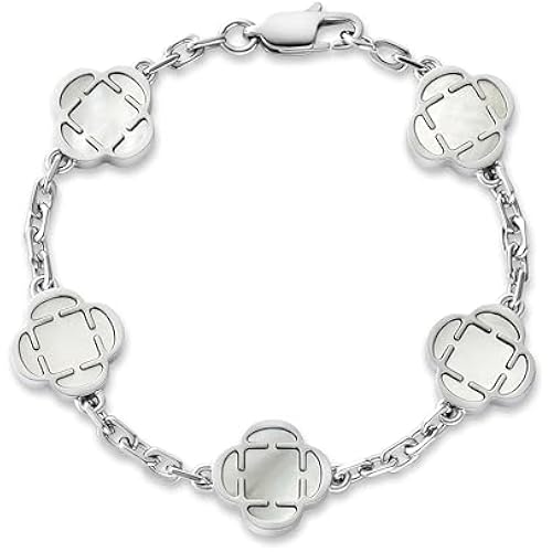CRAFTD | White Clover Stone Bracelet | 4mm Chain | Gold & Silver Jewelry
