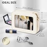 Prite Clear Makeup Bag Cosmetic Organizer Case Waterproof Travel Toiletry Bag Skincare Pouch with Golden Zipper(Beige) - Image 3
