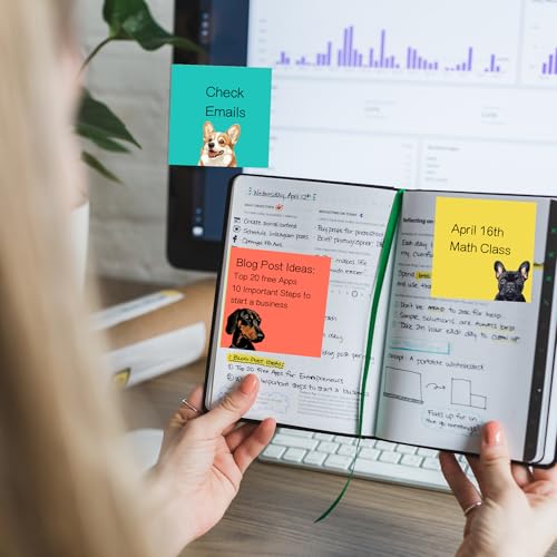 9 Blöcke Hund Haftnotizen Set, Niedliche Haftnotizen Klebezettel Süße selbstklebende Notizzettel, Lustige Sticky Notes Starke Haftung, Geschenk für Hundeliebhaber, Büro und Schulbedarf, 7,6 x 7,6cm