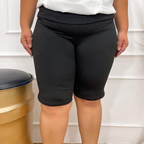 Bermuda Shorts Legging Plus Size Feminino Suplex Academia (BR, Alfa, XXG, Plus Size, Regular, Preto)