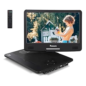 NAVISKAUTO 15.6″ Portable Blu Ray Player with 13.3” 1080P HD Screen Rechargeable Battery Support HDMI Input & HDMI Output, Sync Screen, AV Out & in, Dolby Audio, Last Memory, USB/ SD Card (Black)