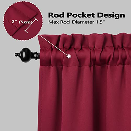 Nanan 2 Panels Tiers Small Window Treatment Curtain Insulated Blackout Drape Short Panel 26" W X 24" L Each For Kitchen Bathroom Or Small Window,Burgundy 26 X 24 Inches Set Of 2 #TOP1