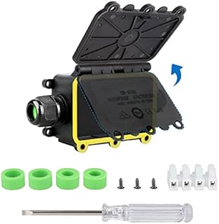 IP68 Waterproof Junction Box, Zevnico Outdoor Electrical Junction Boxes, 2 Way Outdoor Cable Connector, Waterproof Connectors for Outside Cables, Cable Diameter Ø 3mm -12mm, Plastic Flip (Black 1 Pcs)