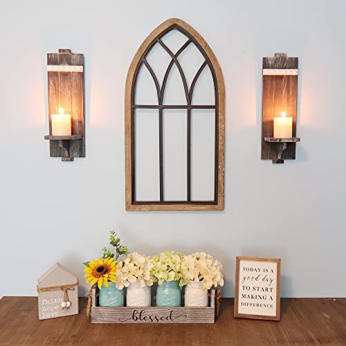Besuerte Wall Decor Candle Sconces - Candle Wall Sconces Set Of Two - Wall Decor Living Room Decorations - Farmhouse Candle Holder-Dining Room Wall Decor Farmhouse Sconces Wall Decor Set Of 2, Grey #TOP5