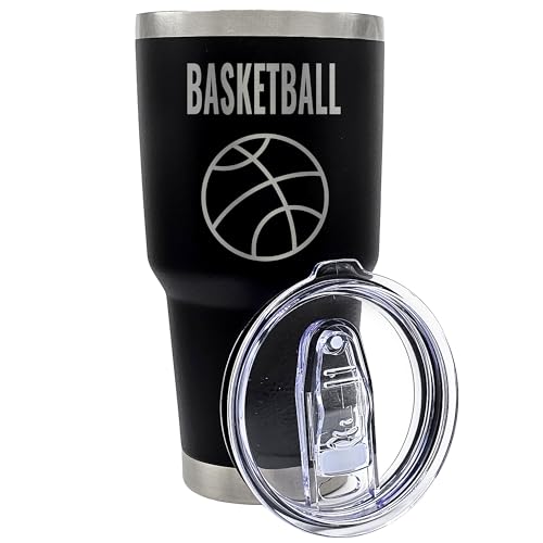 30 oz Basketball Black Tumbler Slider Lid - Insulated