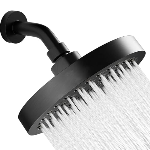 DOXASIK Cabeza de Ducha de Lluvia de Alta Presión, 6 Pulgadas Cabezal de Regader Con Brazos de Ducha，360°Ángulo Ajustable, Boquillas de Silicona Anti-Obstrucción para...