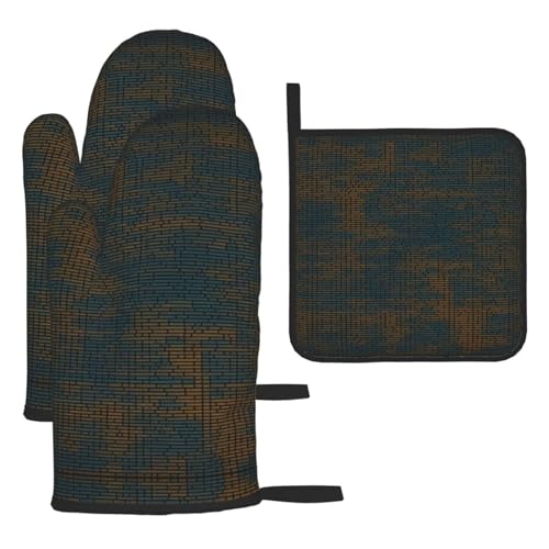 Juego de guantes de horno y soportes para ollas, guantes de cocina, guantes de cocina y soportes para ollas, juego de guantes de horno