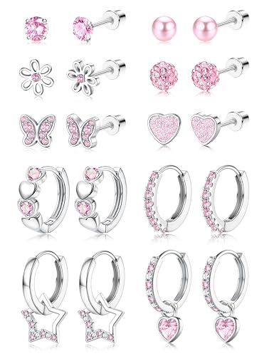 LOLIAS 10 Paar Kinder Ohrringe Mädchen Hypoallergene...