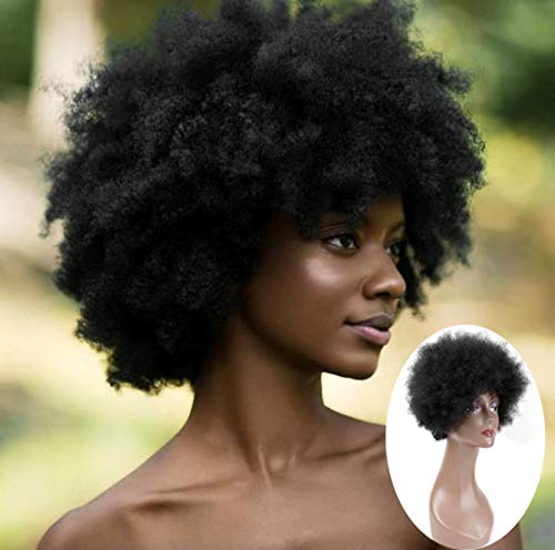 Short Kinky Afro Wig Fluffy Curly Human Hair Full Wigs Black Afro Wig Women