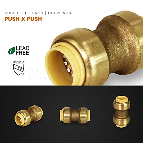 Everflow Supplies Pushlock UPSC34 3/4 Inch Long Push X Push Coupling for Push-Fit Fittings, Made with No Lead DZR Forged Brass, Connects PEX, CPVC and Copper, Pre-Lubricated for Quick Installation - Thumbnail 6