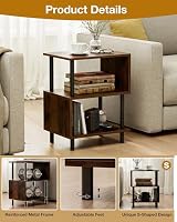 Frylr Side Table, Night Stand and End Table with Reinforced Metal Frame, 44 lb Capacity on Each Tier and Leveling Feet for Bedroom, Bedside, Living Room and Small Spaces, Rustic Brown — image 4