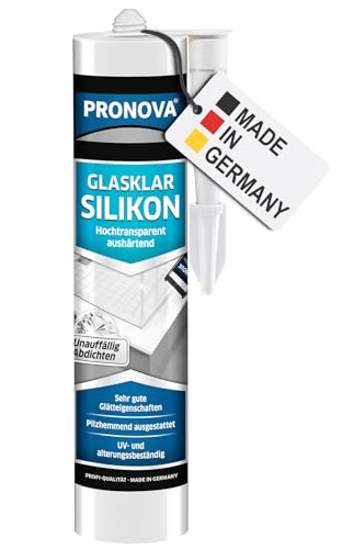 Pronova Glasklar Silikon für unauffällige Abdichtungen von Anschluss-, Dehnungs- und Eckfugen im Innen- und Außenbereich, UV- und alterungsbeständig 300 ml, transparent
