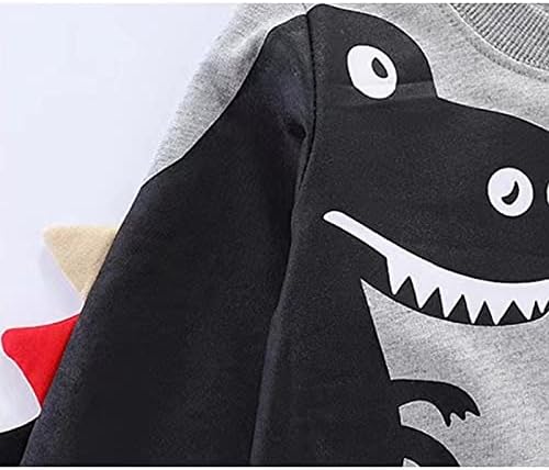 ROWEY Toddler Boys Sweatshirts Dinosaur Long Sleeve Clothes Kids Sport Outdoor Crewneck Pullover Tops Tees 100% Cotton 3