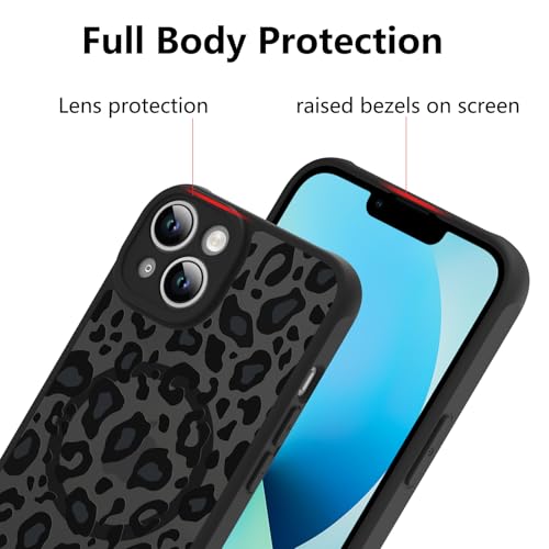 Image of KANGHAR Case for iPhone 13 Phone Case Leopard Printed Pattern | Cute Cheetah [Compatible with Magsafe] Protective Magnetic Case for Girls Women Men 6.1 inch