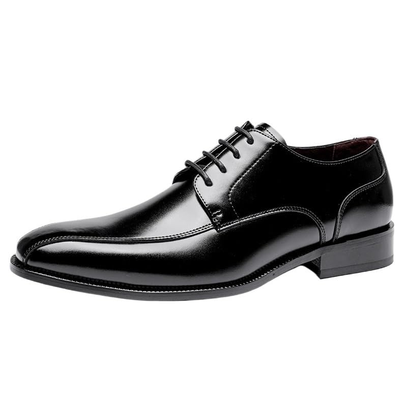 Men's Business Dress Leather Shoes Pointed Toe Low-top Lace-up Shoes Lightweight Comfortable Non-Slip Rubber Soft Sole Casual Oxford Shoes for Men - Main Image