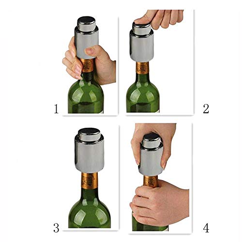 Wijnflesdop 2 stuks van roestvrij staal lege wijnfles gesloten stopper vacuümpomp Sealer bar stopper Fit 750 ml fles 4 x 5 cm Het beste cadeau voor wijnliefhebbers - Image 3