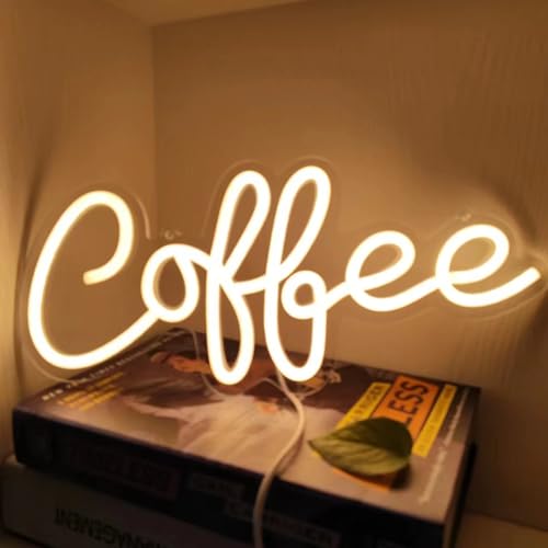Image of Warm White Coffee Neon Sign,Dimmable Coffee Bar Light up Sign,Arylic Neon Lights for Coffee Bar Accessories,Coffee Bar Signs for Coffee Station Wall Decor Art Decor,5V USB Powered,14x6.3In