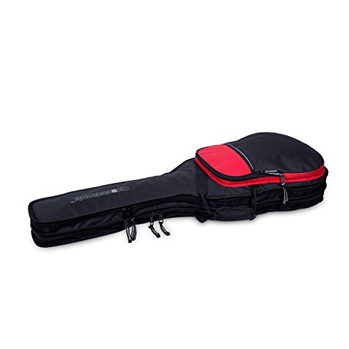 Image of Crossrock CRSG106DEBR Double 2x Electric Guitar Gig Bag -With Padded Adjustable backpack Straps, Black /Red