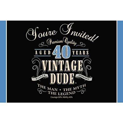 Creative Converting Vintage Dude 40th Birthday Gatefold Invitation, Standard