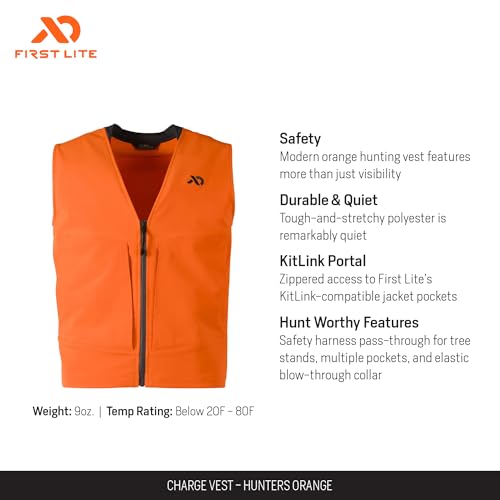 First Lite Men's Charge Hunters Orange Vest - Lightweight High-Visibility Hunting Vest2
