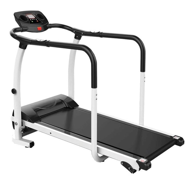 Image of Walking Treadmill with Long Handrails - Treadmill for Seniors 300 lbs Capacity - Foldable, Lightweight with Wheels, Cup & Phone Holder - Recovery Machine for Home or Apartment
