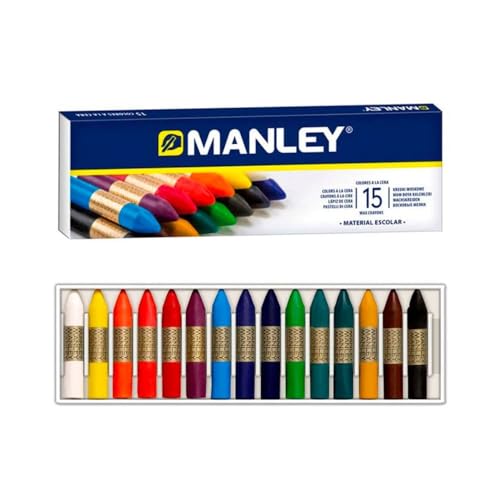 Ceras Manley 15 Colores | Estuche de Ceras Blandas | Trazo Suave y Colores Intensos