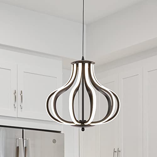 Suspension LED variable au-dessus de la table de salle à manger moderne