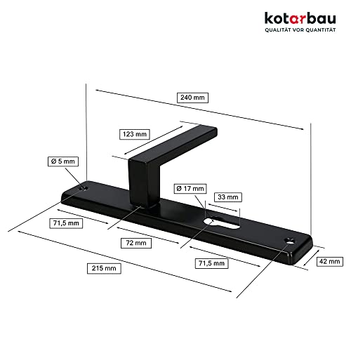 KOTARBAU® Handle Set PZ 72 mm Long Plate Black with Square and Mounting Screws - Image 2