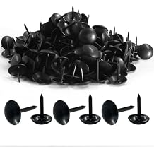 Piutouyar 200 Pcs Black Upholstery Tacks Antique Metal Thumb Tacks Round Head Upholstery Pins for Upholstered Furniture Cork Board DIY Projects or Home Decor 11 x 13mm