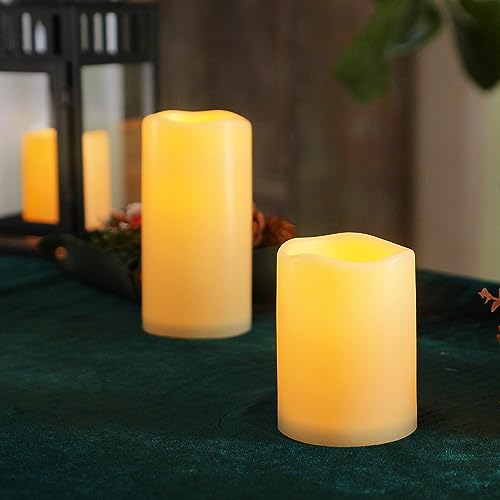 Image of Homemory 9 Pack Flameless Candles, Outdoor Waterproof, Battery Operated LED Pillar Candles with Remote Control and Timer, Plastic, Long Lasting