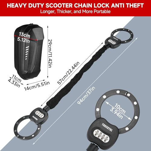 Image of Heavy Duty Scooter Lock - 8mm Anti-Theft Chain Lock with 3 Keys, 94cm Weatherproof Security Lock for Electric Scooters, Bikes, Motorcycles