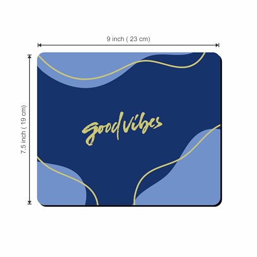 Image of Good Vibes Mouse Pad 9 x 7.5 Inch - Abstract Blue Printed Mouse Pad with Non-Slip Rubber Base, Smooth Surface Mouse Mat for Office, Home & Study Desk