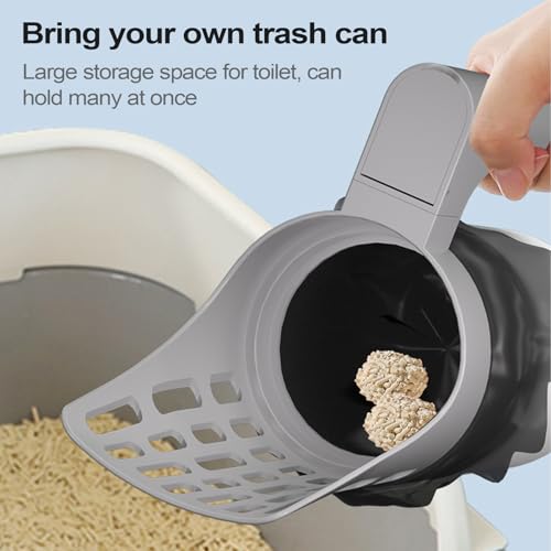 Cat Litter Scooper - Cat Litter Scooper with Holder - Portable Sifter Shovel Large Capacity Trash Can Poop Remover for Indoor Outdoor Men Women