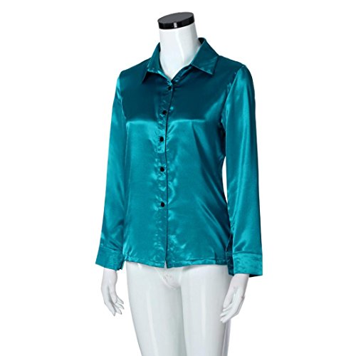 Women Shirts Womens Button Fashion Casual Tops Long Sleeve Shirt Blouse (2Xl, Green) #TOP5