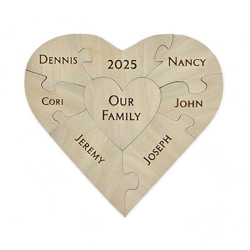 Palmetto Engraving Personalized Wooden Puzzle Keepsake, 8-Piece Heart Unity Puzzle