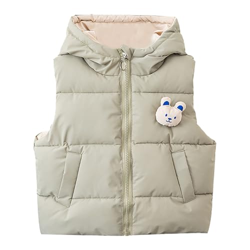 BILIKEYU Toddler Little Girls Boys Puffer Vest Coat Lightweight Zip Up Sleeveless Cute Bear Hood Jacket for