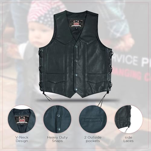 Hugger Kids Leather Vest Fashion Button Sleeveless Toddler's Tops Cute V Neck Jacket Waistcoat Multiple Pockets & Side Laces2