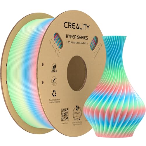 Image of Creality Hyper Rainbow PLA Filament 1.75mm, Multicolor Gradient PLA for High-Speed Printing 30-600mm /s, Smooth Extrusion, Dimensional Accuracy + /- 0.03mm Accuracy (Long Gradient)