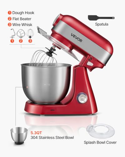 Image of VEVOR 5.3 Qt Tilt Head Stand Mixer 400W Metal Electric Dough Mixer