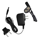 HQRP 9V Battery Snap Connector and AC Adapter Compatible with TENS Unit, 9V Motion Detector Clip Connector Holder Cable Power Supply Cord + Euro Plug Adapter