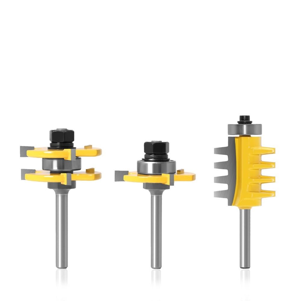 3 pz 6mm 1/4 di pollice gambo linguetta scanalatura T-scanalatura fresa giunto assemblare punte del router for legno lavorazione del legno utensili da taglio(3PCS 6.35mm shank)