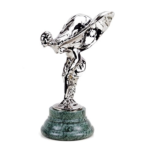 Kunst & Ambiente - Rolls Royce Radiator Mascot Emily - Spirit of Ecstasy - Chromed Bronze - Bronze Figurine On Marble Base - Rolls Royce Statue - Car Mascot for Sale
