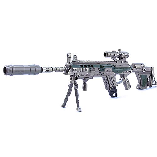 Tovip Gun Model Key Chain for Men Gifts Keychain Alloy Metal Battle Royale Game Weapons Rifle Gun Keyring, Gray, 21cm