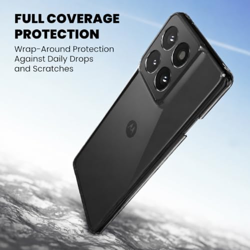 Image of VONZEE Compatible with Motorola Moto Edge 60 Fusion 5G Back Cover Case Clear,[ Anti Yellow ][Military Grade Protection] Hard PC Back Cover Transparent-Black