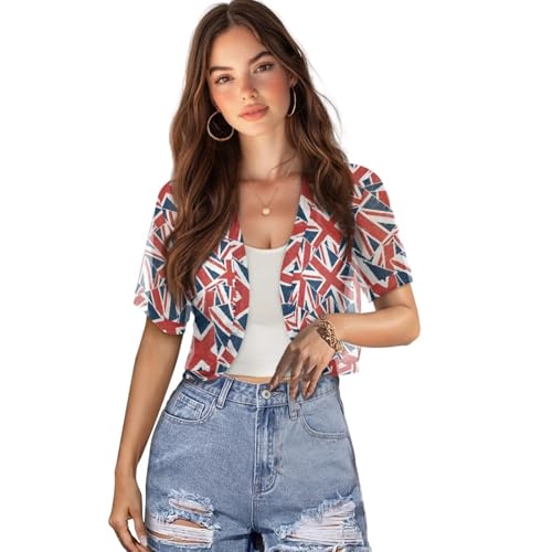 Image of Womens Short Sleeve Bolero Shrug Open Front Knit Cropped Cardigan Shoulder Cover for Dress Cute Casual Knit Cover Up