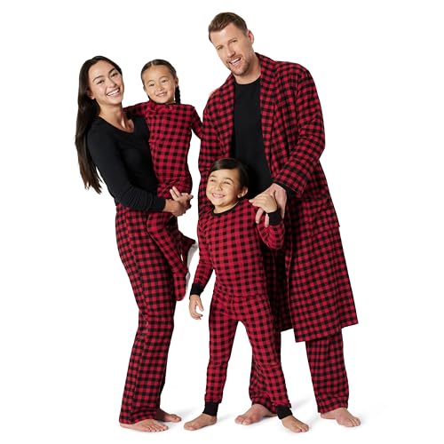 Amazon Essentials Conjuntos de Pijama Familiares para Navidad a Juego Hombre, Estampado A Cuadros Clásico, L