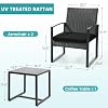 Skandiquip 3 Piece Outdoor Wicker Bistro Set, Rattan Patio Conversation Set with Coffee Table & Washable Cushions for Porch Yard Balcony, Black/Black #1