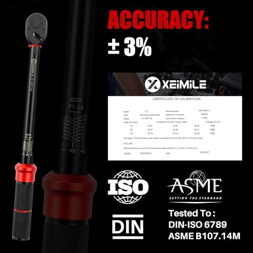 Image of 1 /2-Inch Drive Click Torque Wrench-10-150 Ft-Lb for Car Motorcycle