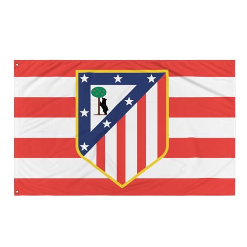 Gemelolandia | Bandeira de futebol com linhas vermelhas brancas 150 x 90 cm | de futebol, de desporto, para os amantes do desporto, decoração de espaços